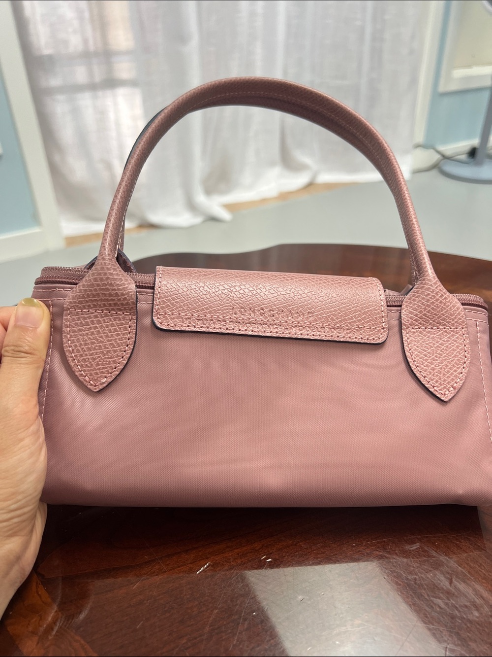Longchamp le pliage leather-trimmed tote in Dusty Pink L - Picture 5 of 6